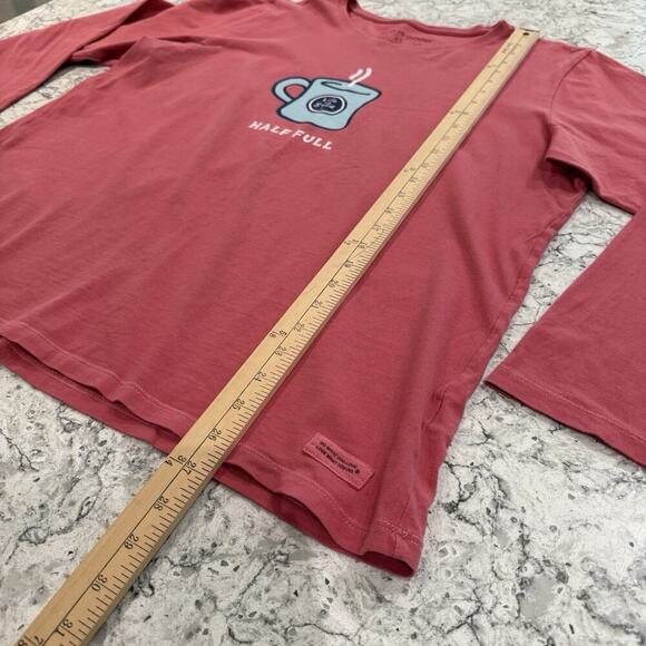 Life Is Good Women’s T Shirt Crusher Tee Top Size XL Half Full Coffee Mug LS - Picture 7 of 7